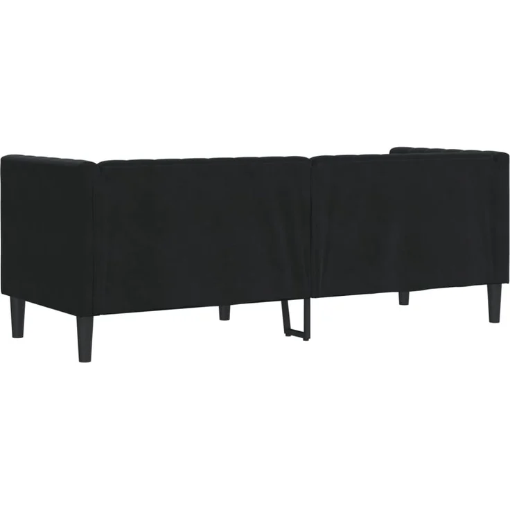 vidaXL Chesterfield-Sofa mit Nackenrollen 3-Sitzer Schwarz Samt 372698 – Bild 5