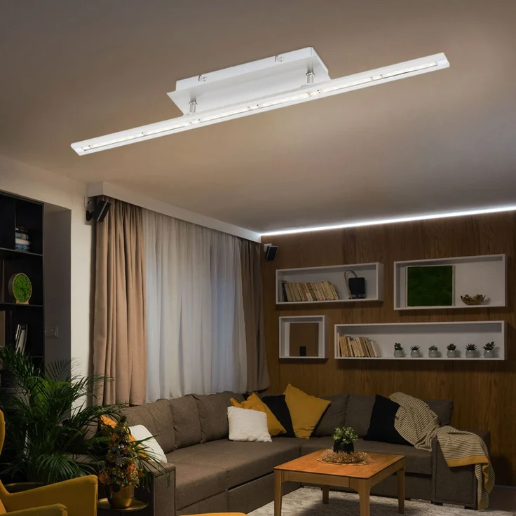 LED Deckenleuchte, Stahl, chrom, silber, warmweiß, L 62,5cm – Bild 4