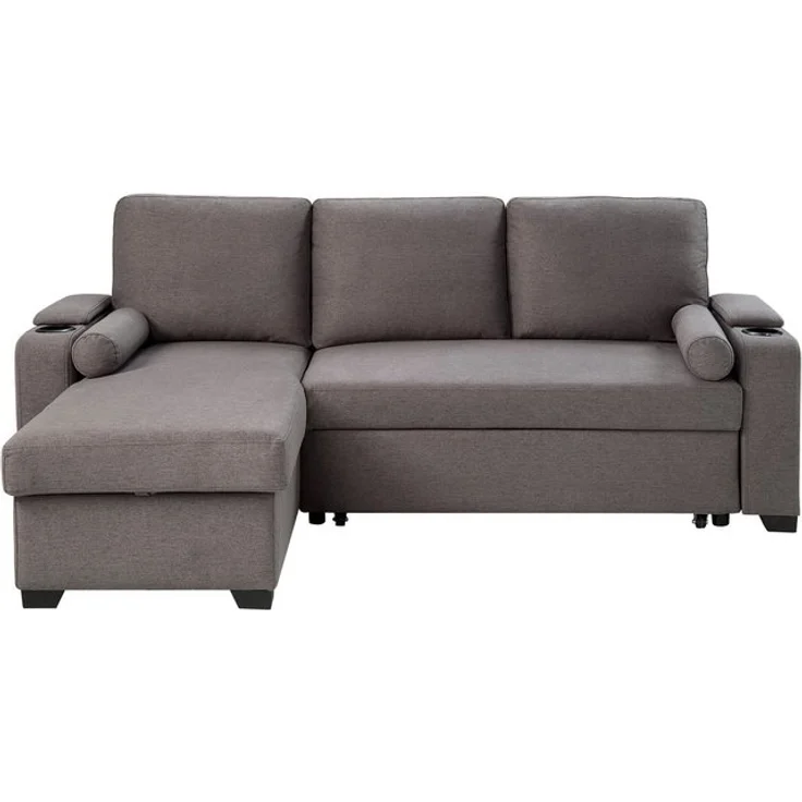 ATLANTIC home collection Ecksofa Gorje L-Form, mit Schlaffunktion, Stauraum, Becherhalter, Staufächer & Kissenrollen – Bild 4