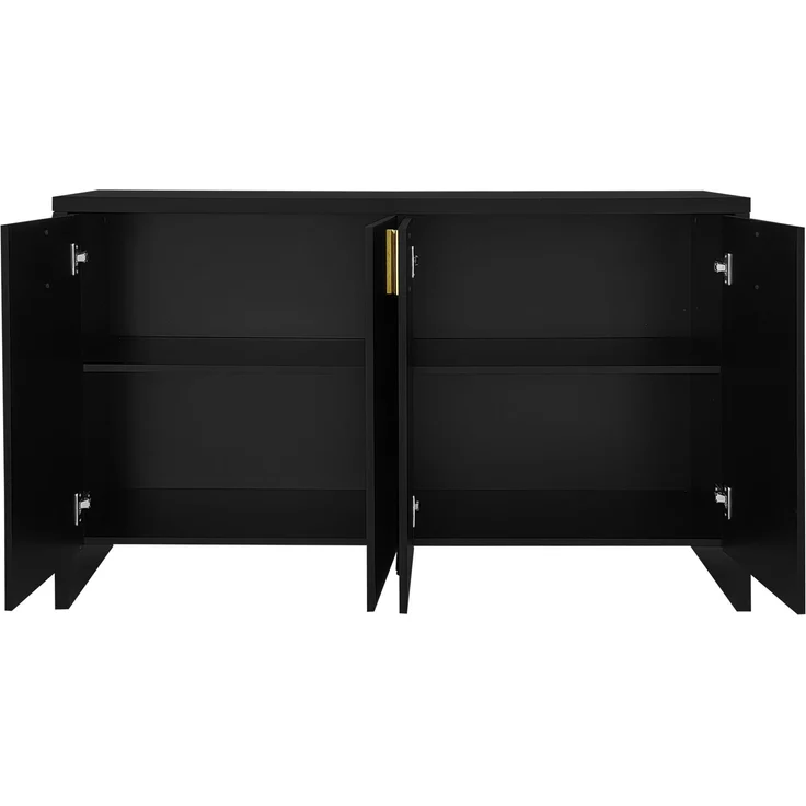 Sideboard, Holzwerkstoff mit verstellbaren Einlegeböden, 140x38x80 cm, Schwarz – Bild 7