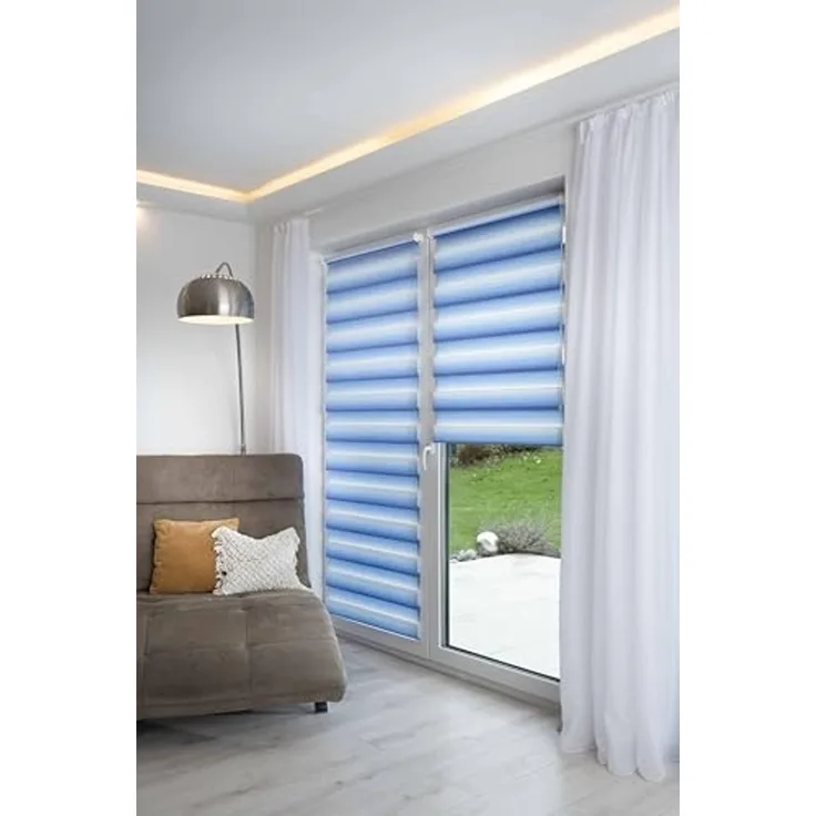 Doppelrollo mit schönen Farbverlauf, K-HOME, Lichtschutz, ohne Bohren, freihängend, Klemmfix