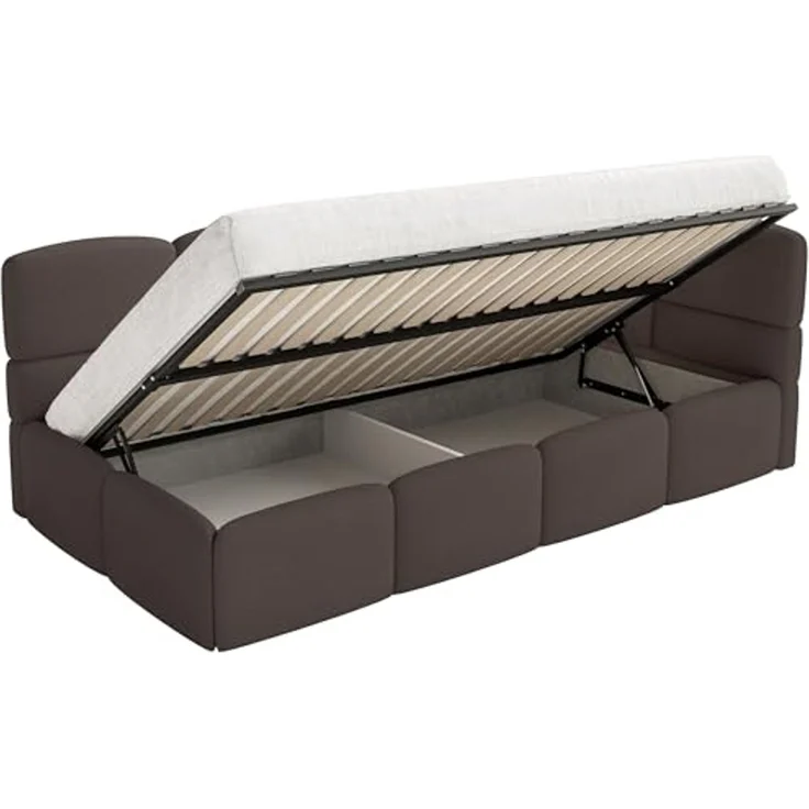 Selsey 'Cloudy' Jugendbett 120 cm, Bettkasten, Chenille, Kopfteil rechts, Braun – Bild 5