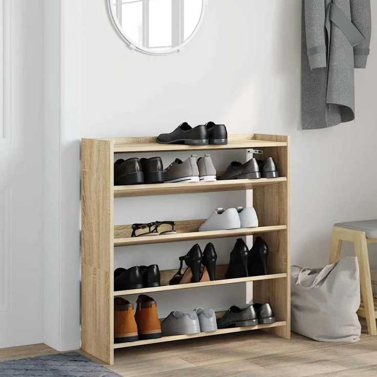 vidaXL Schuhregal Sonoma-Eiche 80x25x81 cm Holzwerkstoff 859907 – Bild 2