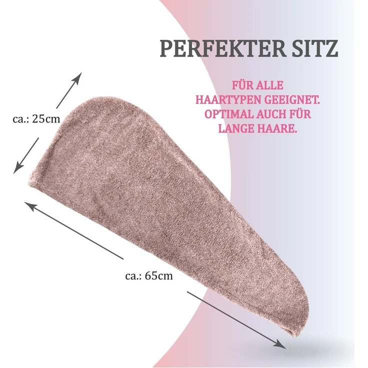 Haarturban ( Braun ) Cozy mit Knopf - 25x65cm ( One SIze ) Superweich Flauschig - Saugstark, Handtuch Haare Turban Haarhandtuch Schnelltrocknend – Bild 2