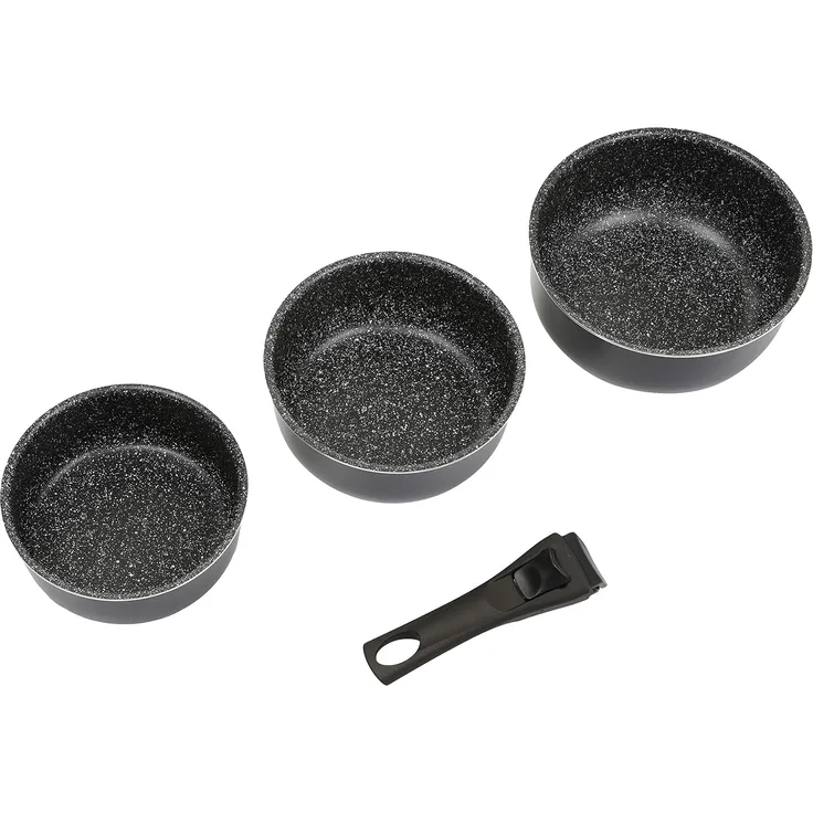 Set 3 Töpfe + abnehmbarer Griff Stein 16/18/20 cm