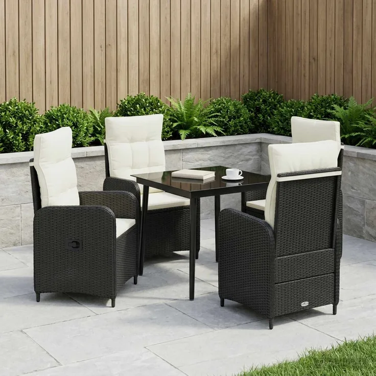 vidaXL Sofa-Tischset 5 stk. Schwarz und Cremeweiß 80 x 80 x 74 cm 3422451