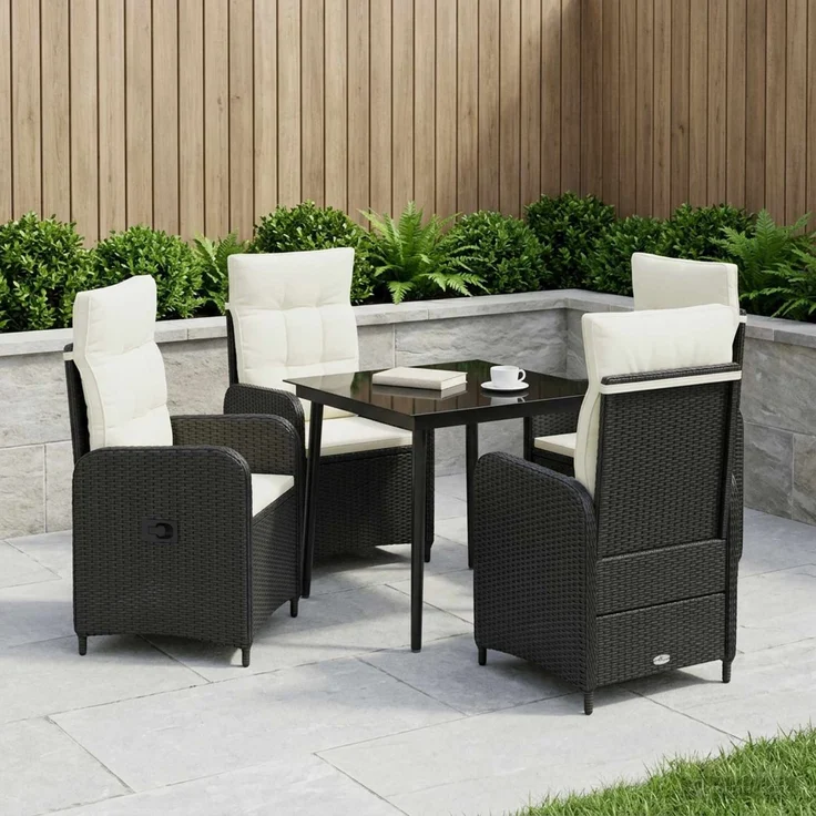 vidaXL Sofa-Tischset 5 stk. Schwarz und Cremeweiß 80 x 80 x 74 cm 3422451 – Bild 1