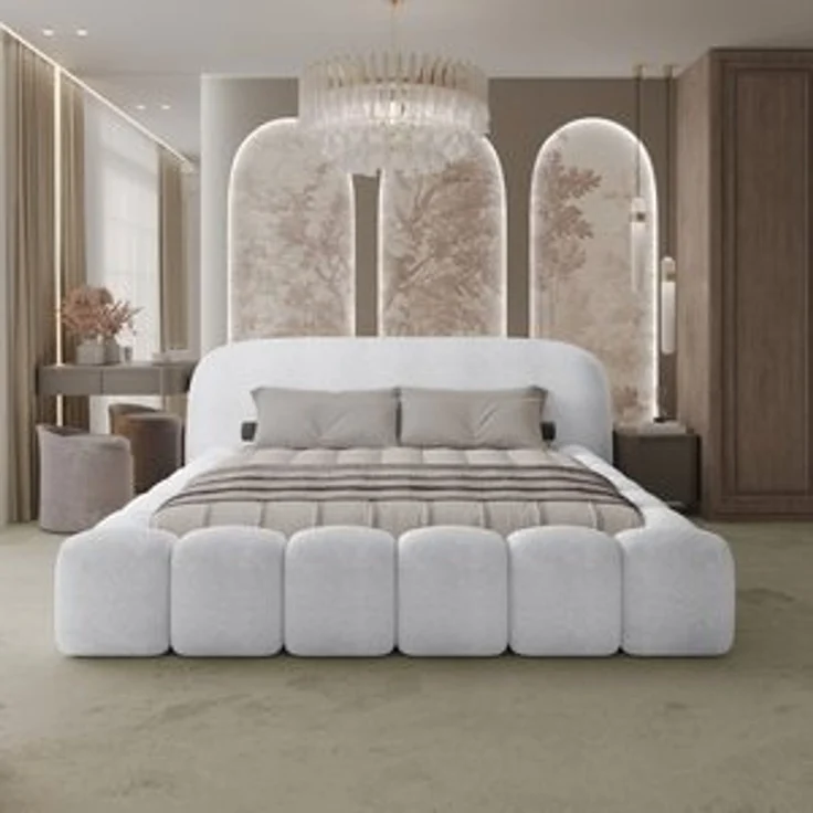 thematys Polsterbett ORLANDO - Cloud mit Bettkasten, Bouclé Bezug 200x200cm, mit gepolstertem Kopfteil, Weiß (Quelle 01), Art.-Nr. S0QFD026234 – Bild 7
