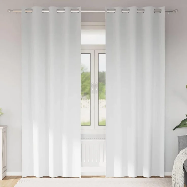 vidaXL Verdunkelungs-Vorhänge mit Ringen 2 pcs Reinweiß 225 x 140 cm 4107385 – Bild 1