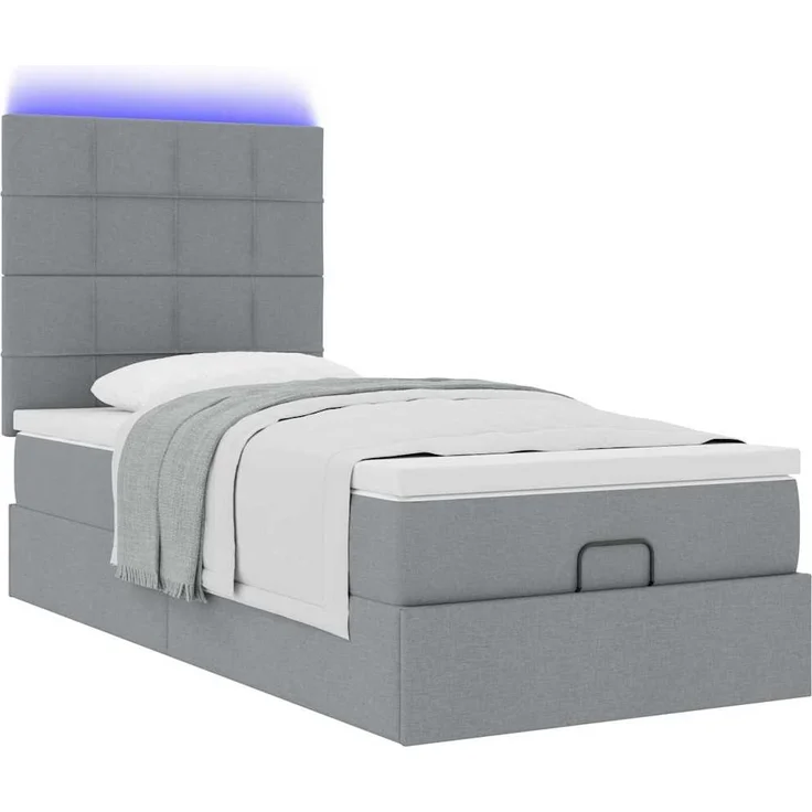 vidaXL Ottomane Bett mit Matratze & LEDs Hellgrau 80x200 cm Stoff 3313961 – Bild 5