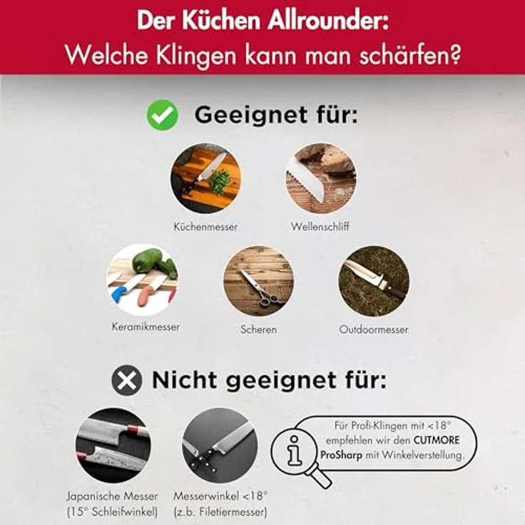 CUTMORE 5-in-1 Messerschärfer, Diamant Messerschleifer für Messer, Brotmesser & Scheren, rutschfest und einfach zu bedienen, Testsieger aus der Hobbykoch-Community – Bild 4