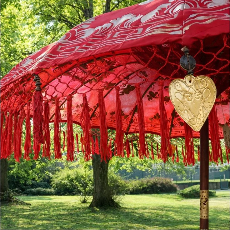 Oriental Galerie Sonnenschirm oter Bali Garten-Sonnenschirm, 180 cm Gold Rubin – Bild 2