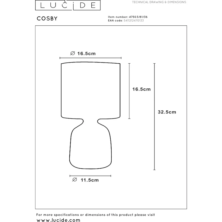 LUCIDE COSBY - Tischlampe - Ø 16,5 cm - 1xE14 - Grau – Bild 6