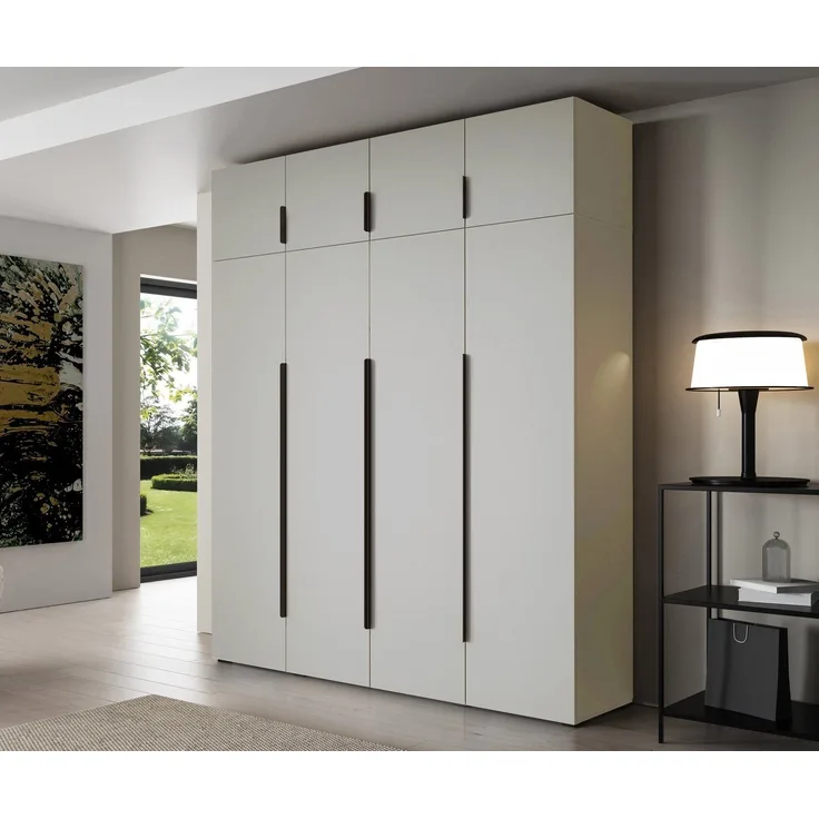 Compleo Drehtürenschrank STELLS mit vier Drehtüren, Kleiderstange, Metallgriffe