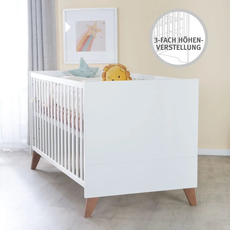 roba Kombi-Kinderbett 'Ole' 70 x 140 cm - 3-fach höhenverstellbar - 3 Schlupfsprossen - Weiß – Bild 2