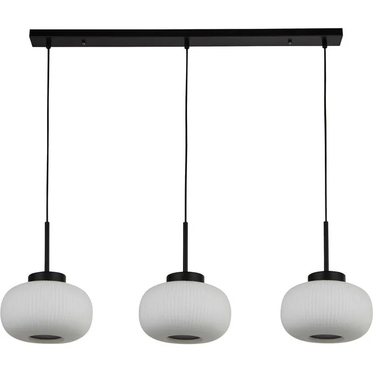 XXXL Hängeleuchte Lumina, höhenverstellbar, Schwarz/Weiß, Metall/Glas, 104x130x24 cm