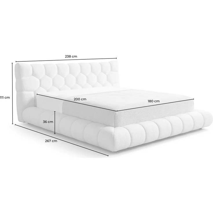 KAWOLA Bett ATTICO Polsterbett Stoff cremeweiß 180x200 cm mit Lattenrost – Bild 10