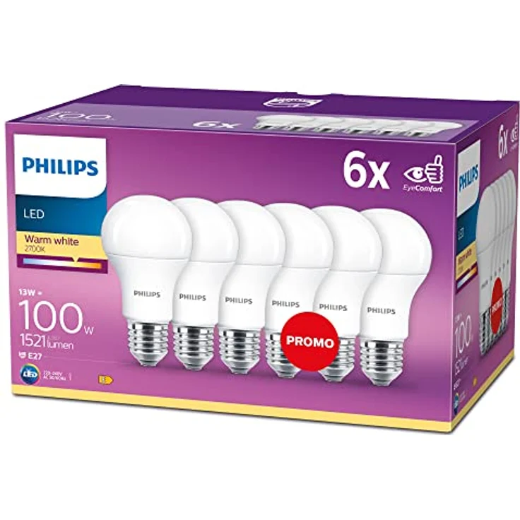 Philips LED Classic E27 Lampen 6-er Pack (100 W), matte LED Lampen mit warmweißem Licht, energiesparende Lampen mit langer Nutzlebensdauer, alte Generation – Bild 2