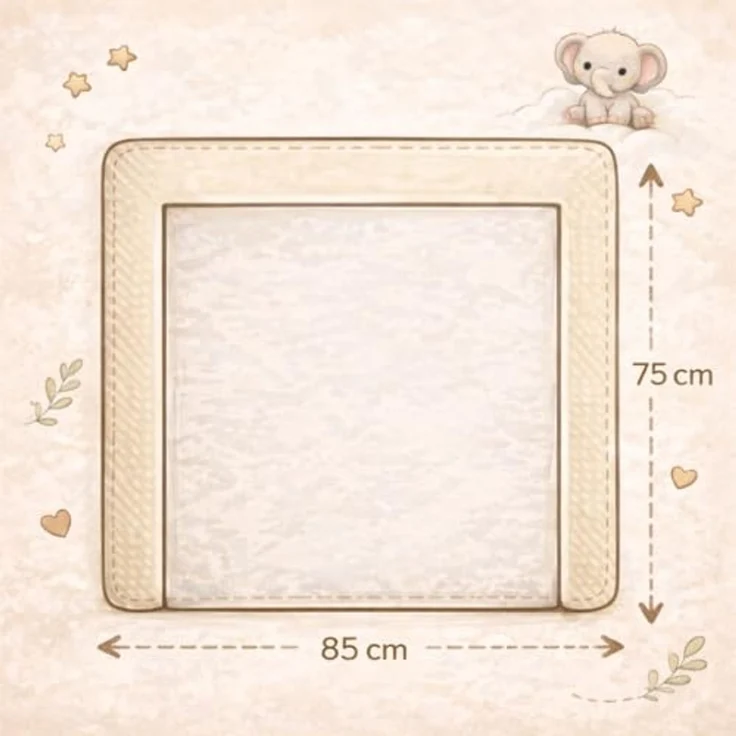 Wickelauflage Set 6-teilig – Wickelunterlage aus Baumwolle & Waffelstoff – Baby Wickelauflage – Geschenk zur Babyparty – Wickeltischauflage – 85x75 cm (Breite x Tiefe), Zweige und hellbeige – Bild 3