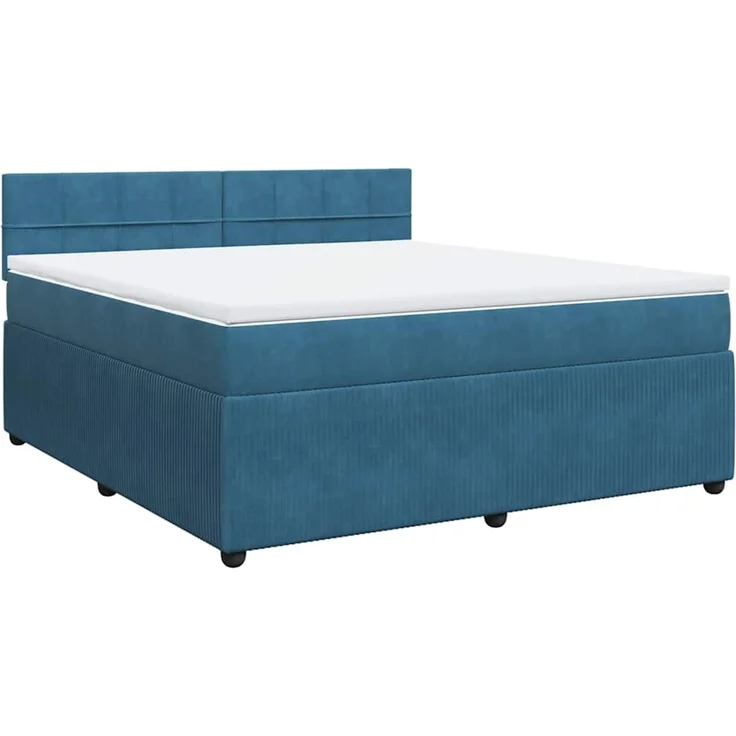 vidaXL Boxspringbett mit Matratze Blau 180x200 cm Samt 3287810 – Bild 2
