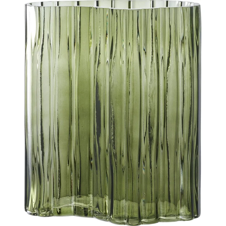 House Nordic Vase, Glas, rauchgrün, 21x12x26,5 cm
