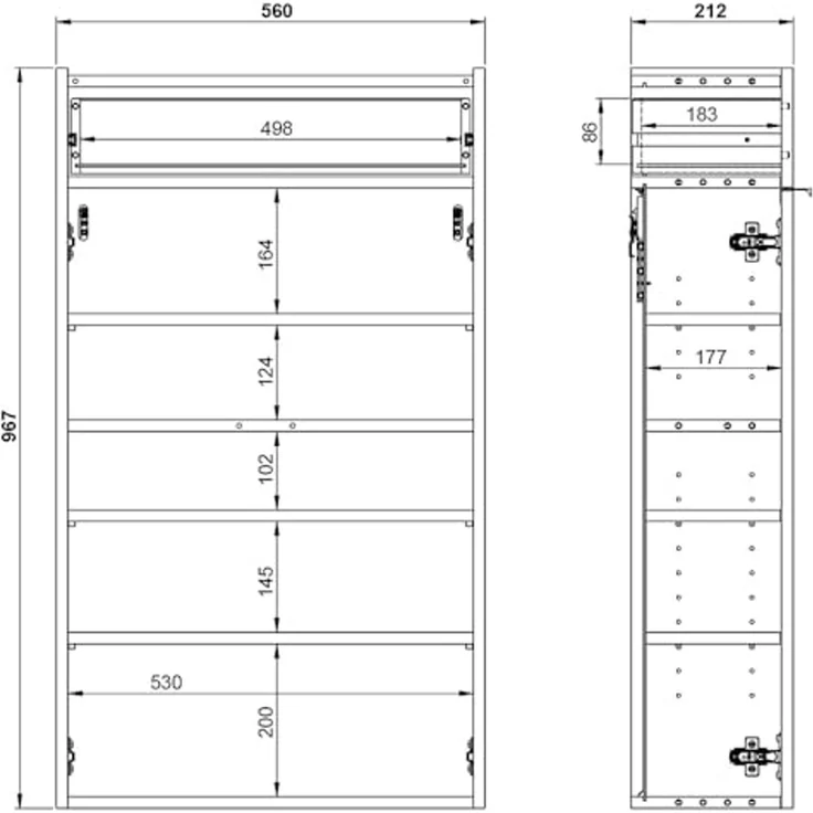 Lomadox Schuhschrank ABERDEEN-01 56 cm breit, in weiß mit Eiche, wandhängend, 1 Schublade, 2 Türen – Bild 6