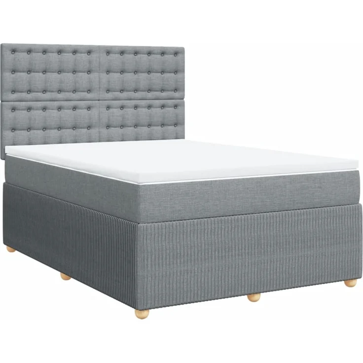 vidaXL Boxspringbett mit Matratze Hellgrau 160x200 cm Stoff 3294421 – Bild 3