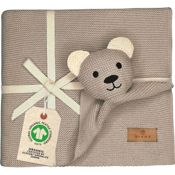 Babydecke DIKOS® Babydecke SCHMUSE-Bär Baby Geschenk Mädchen Junge Geschenkset, DIKOS, Geschenk zur Geburt, PREMIUM Qualität, 100 % BIO Baumwolle, nachhaltig – Bild 1