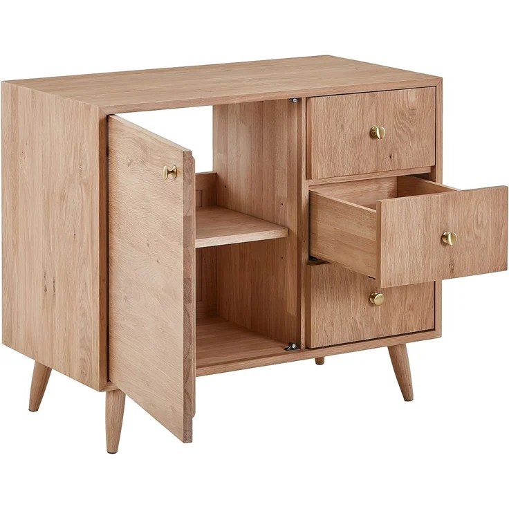 Vente-unique - Waschbeckenunterschrank aus Massivholz Eiche - Hell Natur - 93 cm - ZARENO – Bild 5