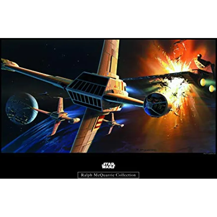 Komar Wandbild Star Wars Classic RMQ Endor Orbit War, Kunstdruck 50x40 cm, für Kinderzimmer und Jugendzimmer, kein Rahmen, hochwertiger Druck auf seidenmattem Fotopapier
