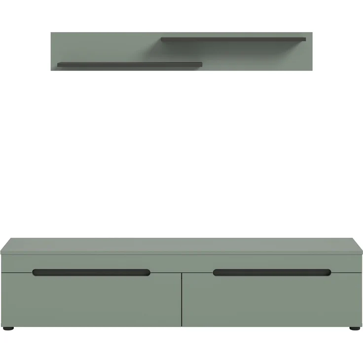 TV Lowboard inkl. Wandboard (B/H/T: 170x38x33 cm) in Smoke Green Nachbildung – Bild 2