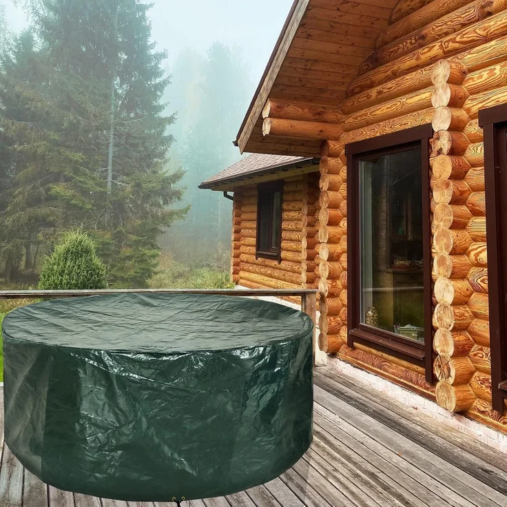 Gartentischabdeckung wasserdicht Polyethylen 250x90 rund 250x90cm Grün – Bild 7
