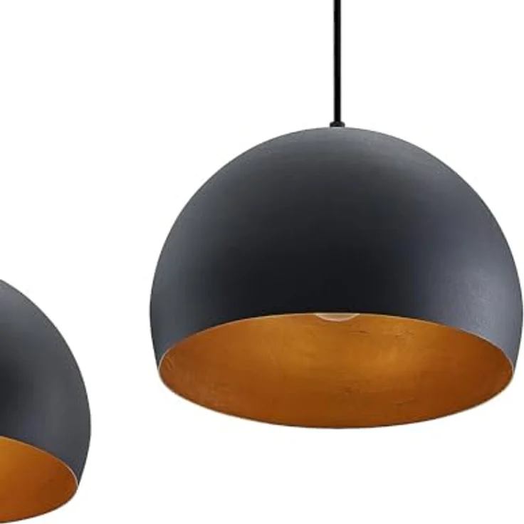 Lindby Pendellampe Tarjei, 120cm, schwarz/gold, dreiflammige Stahl-Leuchte für Esstische – Bild 7