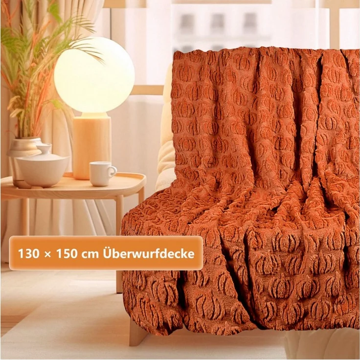 Wohndecke Halloween-Kuscheldecke mit 3D-Kürbismuster, weiche Wohndecke, FOUORTUNATE-BEE, für Bett, Sofa und Schlafzimmer, dekorative Überwurfdecke – Bild 2