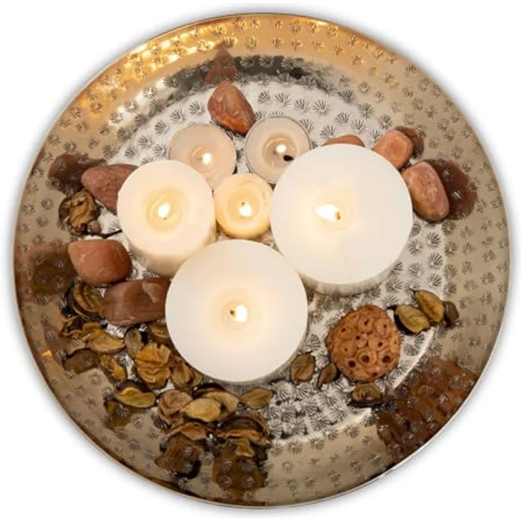 Amagohome Snackschale Dekoschale gold Knabberschale Deko Schalen silber Apfel Stern Ginkgo B, Aluminium, Metall – Bild 5