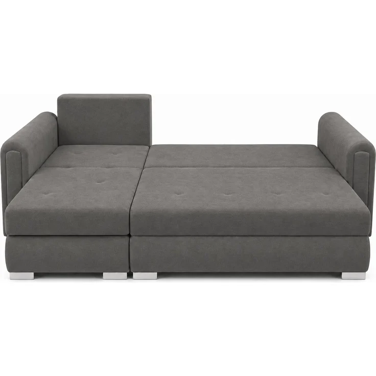 KRISAN MÖBEL Ecksofa NORDI in Dunkelgrau Universelle Wohnlandschaft mit Schlaffunktion und Bettkasten, 242 × 77 x 145 cm – Bild 2