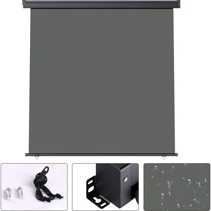 Senkrechtmarkise ausziehbar Seitenmarkise Windschutz 100x250cm Grau – Bild 3