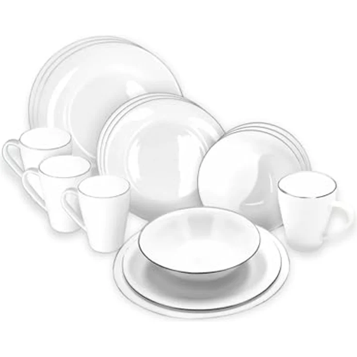 BERGER Silenza Geschirrset 16-teilig für 4 Personen aus Opalglas, kratzfest, hitzebeständig, spülmaschinen- und mikrowellengeeignet – Bild 1