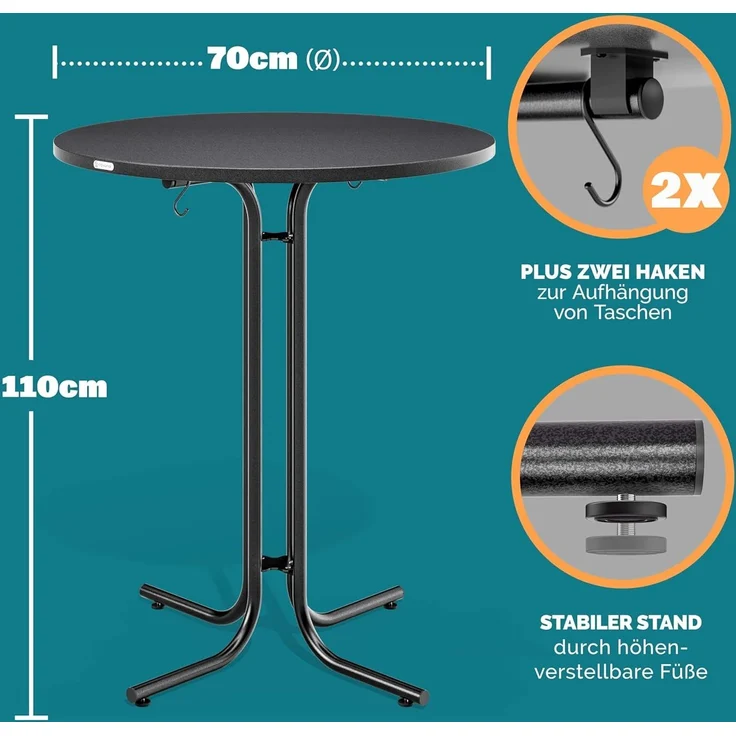 Casaria® Stehtisch mit Husse 70 cm Klappbar Bordeaux-Rot Rund Holz Metall Pulverbeschichtet Wetterfest Hoch Set Hochzeit Bistrotisch Bar Party Tisch – Bild 3