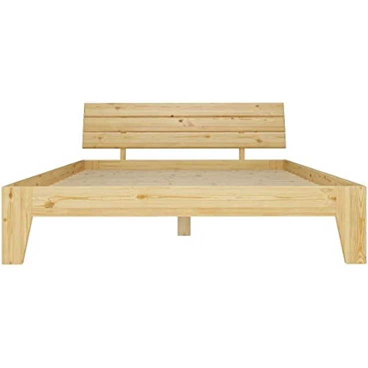 ERST-HOLZ Massivholzbett Stilvolles Doppelbett mit Schrägen Pfosten 140x200 cm Kiefer, Kiefer farblos lackiert – Bild 7