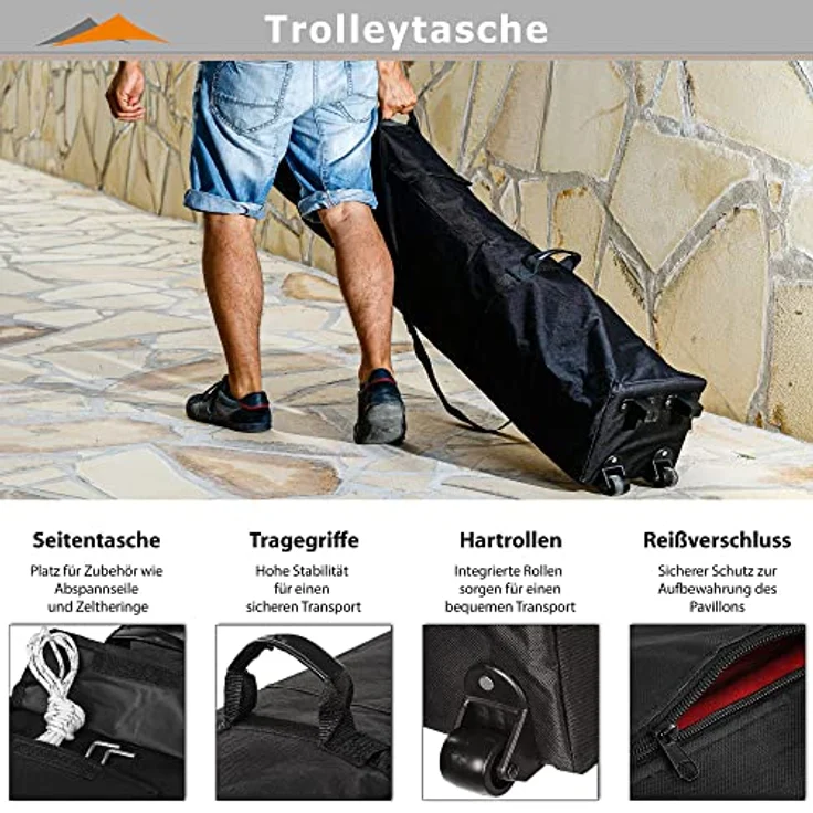 INSTENT® Pavillon "BASIC" 3x3,Trolley, Stahl, urban – Bild 4