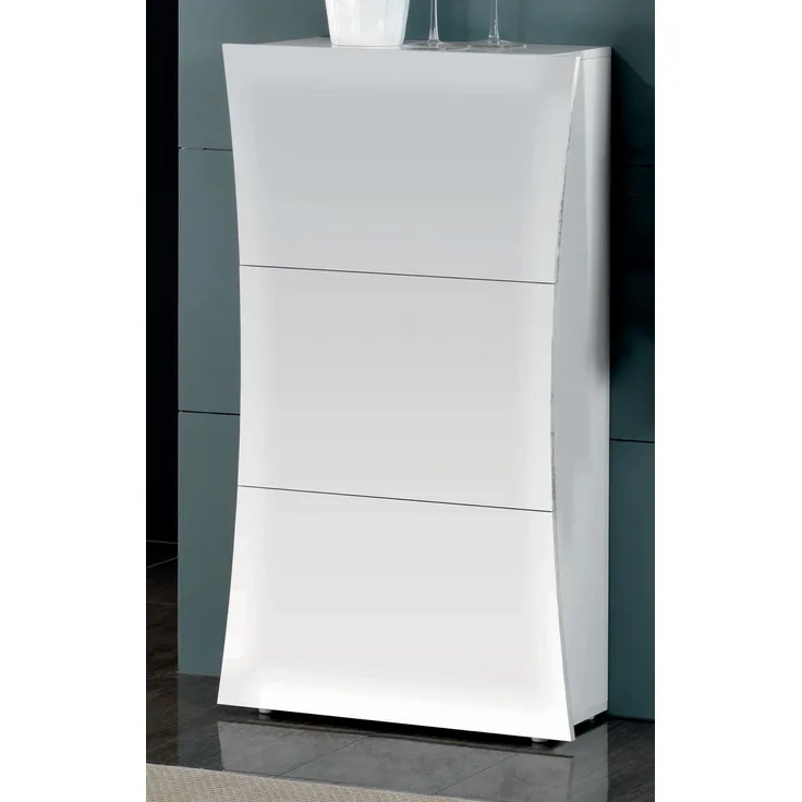 Schuhschrank >Arona< in Weiß Hochglanz - 71x121.5x26.6cm (BxHxT)