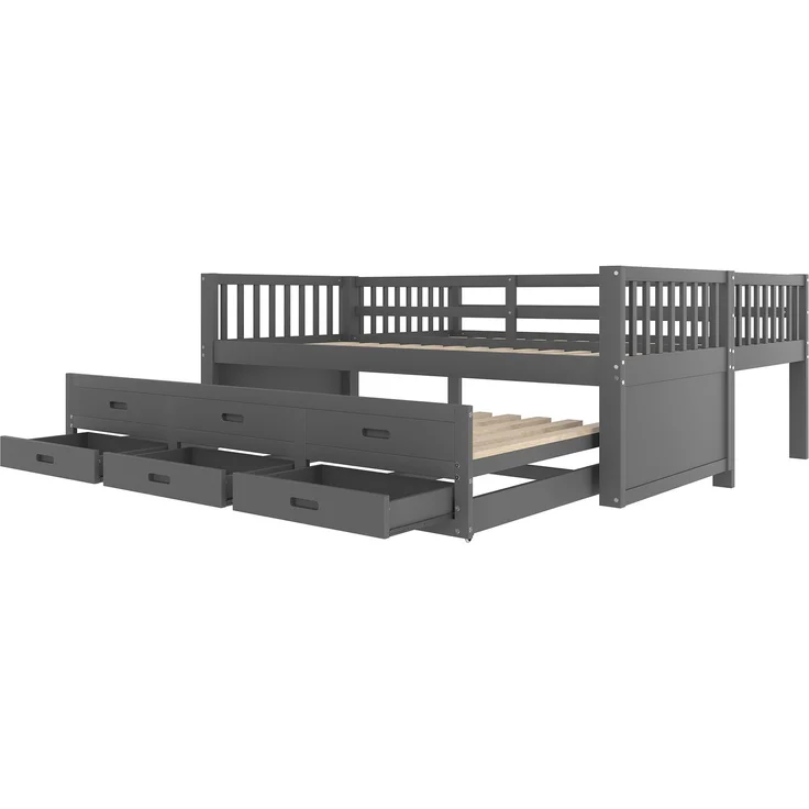 Etagenbett 90×200 cm aus Kiefernholz mit Ausziehbett, weiß – Bild 8