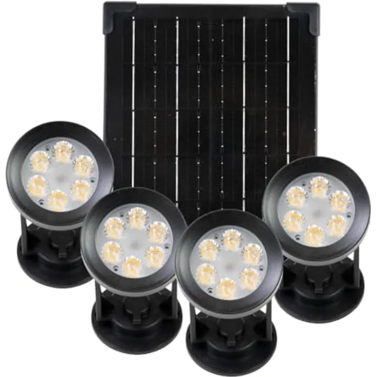 LUXULA Solar LED-Gartenleuchten Set, 5W, 3000K, 200lm, warmweiß, IP54, schwarz, 4 Stück
