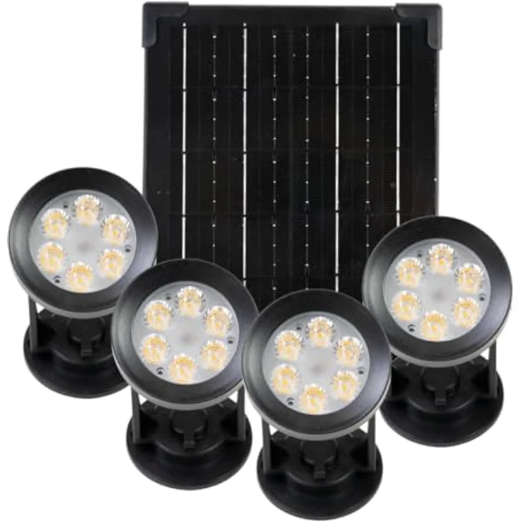 LUXULA Solar LED-Gartenleuchten Set, 5W, 3000K, 200lm, warmweiß, IP54, schwarz, 4 Stück – Bild 1