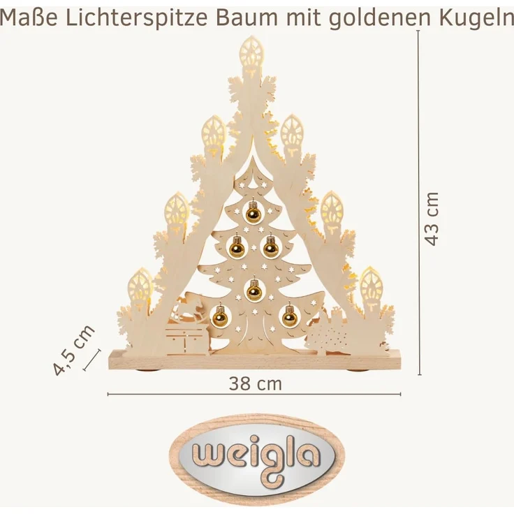 Weigla LED Lichterbogen Weihnachtsbaum mit Kugeln, Made in Germany (1-tlg), Lichterspitze, 7-flammig – Bild 2