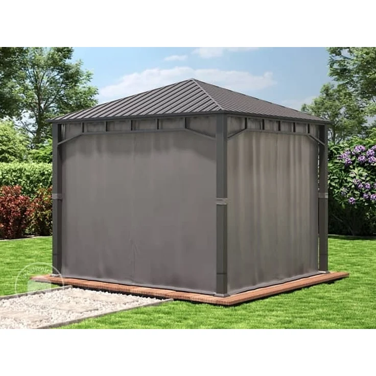 Gartenpavillon 3x3 m Stahldach Hardtop 4 Seitenteile in Grau, Pfosten 9x9 cm – Bild 4