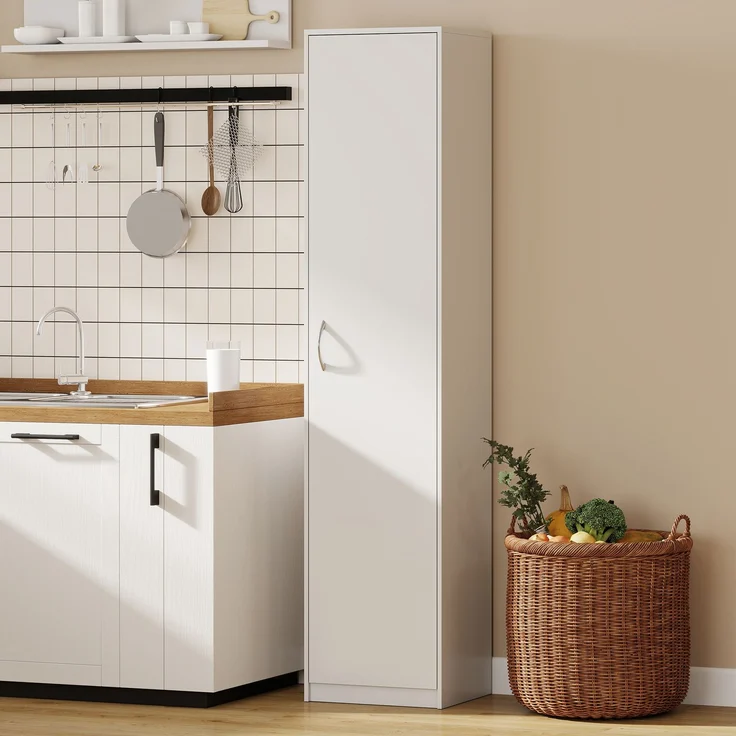 Rayofly-Küchenschrank, 5-Ebenen Aufbewahrungsschrank, verstellbare Regale, für Küche und Vorratskammer, Weiß, H 180cm x T 40cm x B 35cm,H 180.0cm x T 40.0cm x B 35.0cm,Weiß – Bild 2