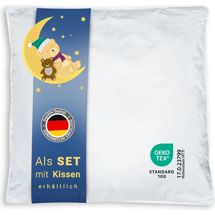 ZOLLNER Kinder & Kleinkinder Daunenbettdecke aus 90% Daunen und 10% Federn, 80x80 cm – Bild 1
