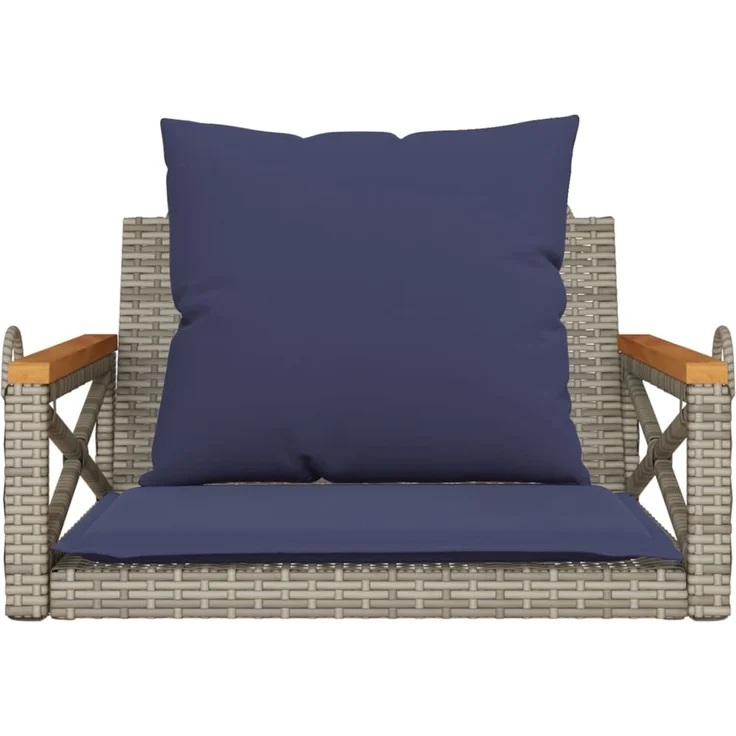 vidaXL Hängesessel mit Kissen Grau 63x62x40 cm Poly Rattan 368177 – Bild 4